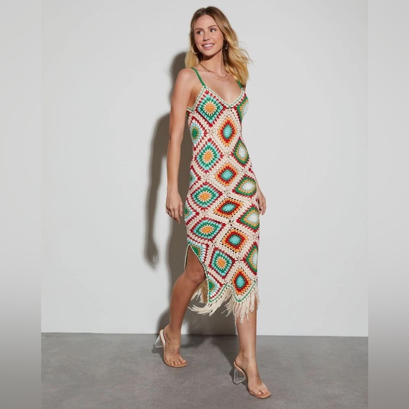 Vici Dresses & Skirts - Beach Ready Crochet Coverup Dress M